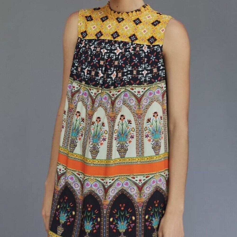 NWT Anthropologie Conditions Apply Ivy Shift BOHO Multicolor Mini Dress Size XSP